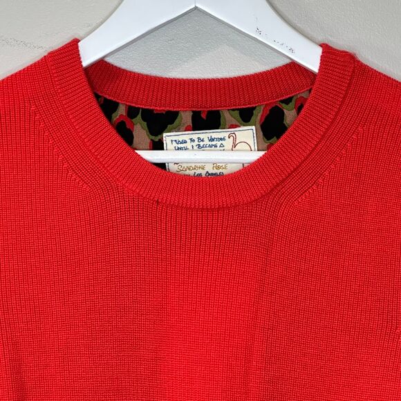 Sandrine Rose Animal Print Crew Neck Wool Sweater Red Women Small NWT Oversized - Picture 5 of 11